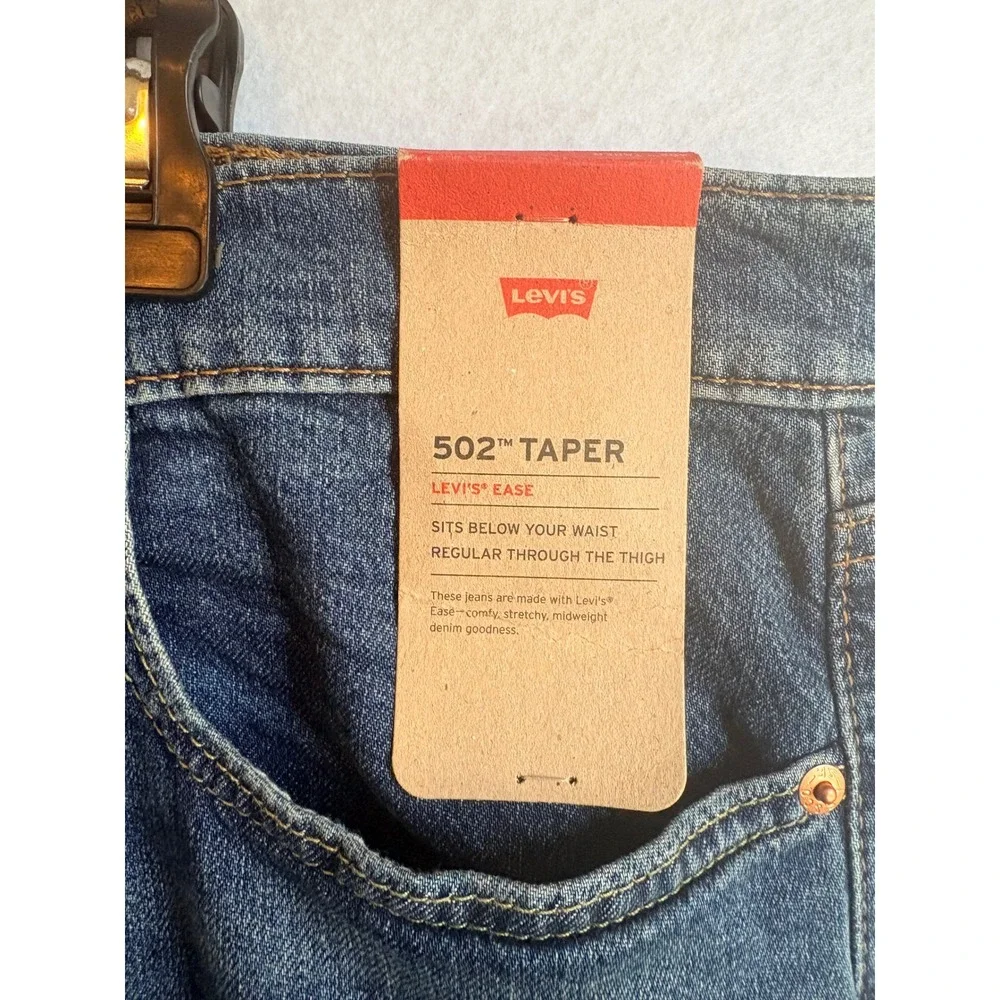 Levis 502 Taper Mens Jeans 40x30 Dark Wash Blue Stretch Denim NWT